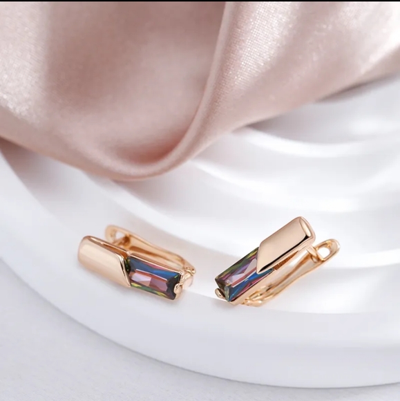 Zircon Rose Gold Tone Earrings - Picture 5 of 6